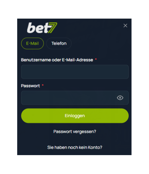Bet7 Registrierung